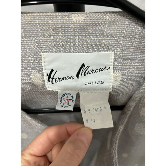 Vintage Herman Marcus Dallas Blazer Jacket Size 12 Gray Polka Dot Pattern - Picture 5 of 7